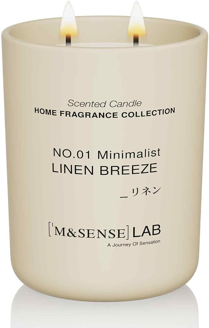 Natural Soy Large Candle| Linen Breeze | 16.6 oz, 95H Burn | Mini Spring Scented Candles for Relaxation, product image