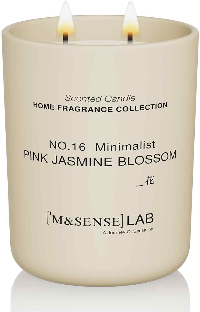 Natural Soy Large Candle| Pink Jasmine Blossom | 16.6 oz, 95H Burn | Mini Spring Scented Candles for Relaxation, product