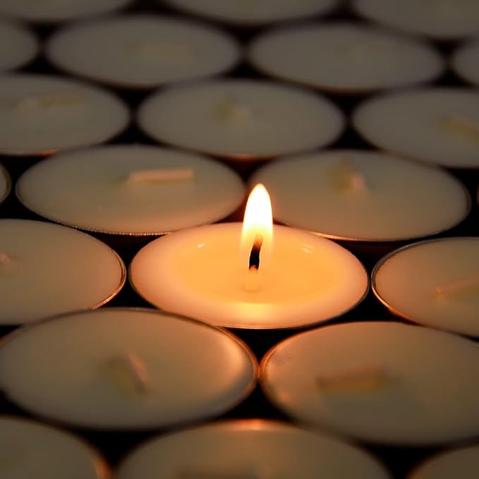 Natural Soy Wax Tealight Candles Bulk,100 Pack UnScented Tea Candle Set - 4 Hours Burning for Each, alternate product view 5