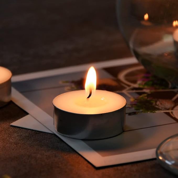 Natural Soy Wax Tealight Candles Bulk,100 Pack UnScented Tea Candle Set - 4 Hours Burning for Each, alternate product view 6