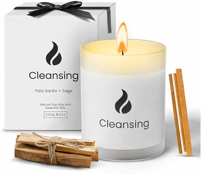 Cleansing Scented Candles for Home | Sage & Palo Santo | Natural made from natural materials Soy