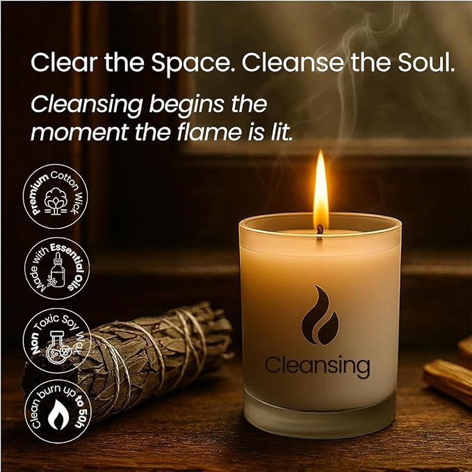 Cleansing Scented Candles for Home | Sage & Palo Santo | Natural made from natural materials Soy