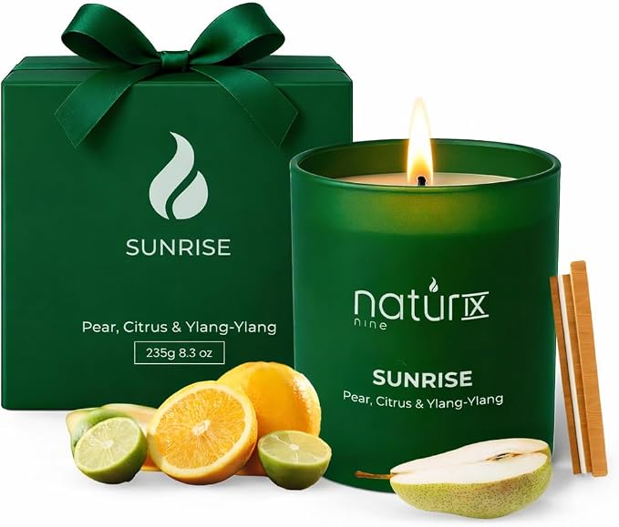 Sunrise Scented Candles for Home | Pear,Citrus,YlangYlang | Natural made from natural materials Soy