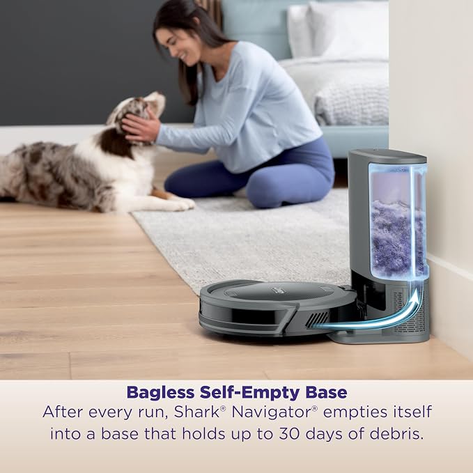 Navigator Robot Vacuum and Self-Empty Base with Bagless 60-Day Capacity Self-Empty Base, SmartPath Navigation, Powerful Pet