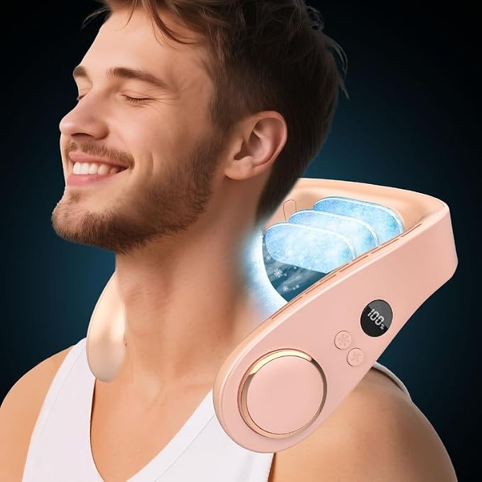 Neck Ac Air Conditioner,Portable Ice Frozen Neck Cooler with Cold Plate,Long Lasting No Blades Soundless Headset Cooling Fan