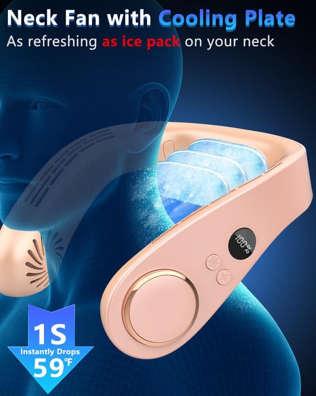 Neck Ac Air Conditioner,Portable Ice Frozen Neck Cooler with Cold Plate,Long Lasting No Blades Soundless Headset Cooling Fan