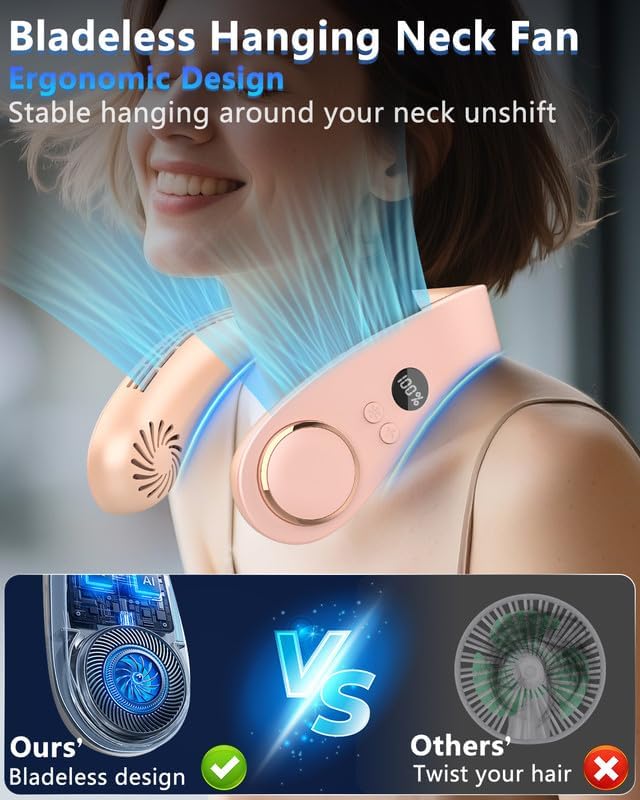 Neck Ac Air Conditioner,Portable Ice Frozen Neck Cooler with Cold Plate,Long Lasting No Blades Soundless Headset Cooling Fan
