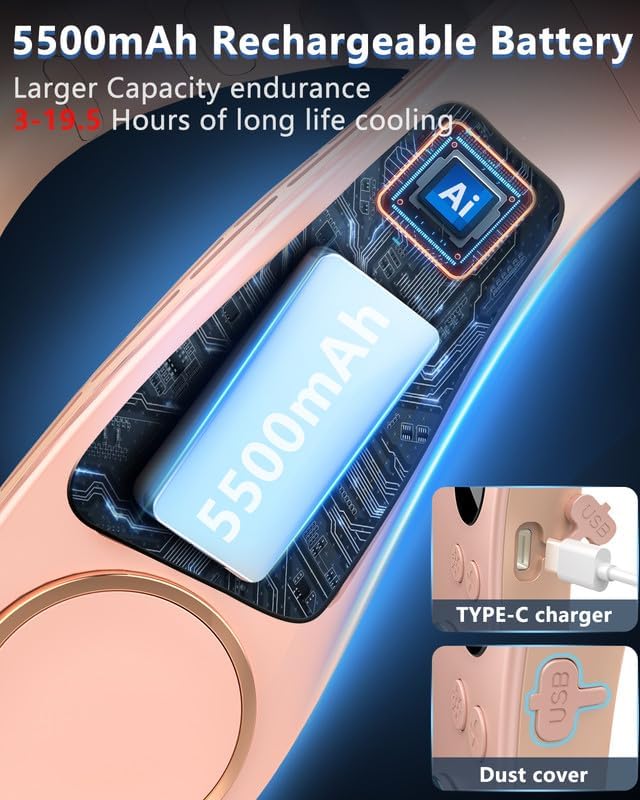 Neck Ac Air Conditioner,Portable Ice Frozen Neck Cooler with Cold Plate,Long Lasting No Blades Soundless Headset Cooling Fan