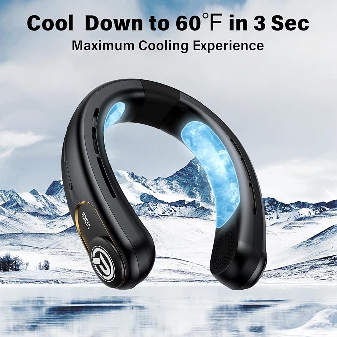 Neck Air Conditioner, 3-Speed Portable Neck Fan with Ice Cooler, 5000mAh Rechargeable Battery Operated Personal Air