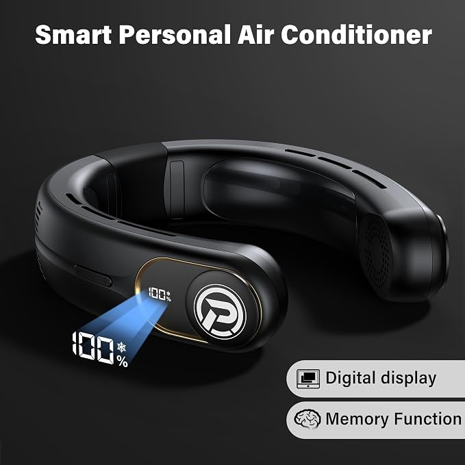 Neck Air Conditioner, 3-Speed Portable Neck Fan with Ice Cooler, 5000mAh Rechargeable Battery Operated Personal Air