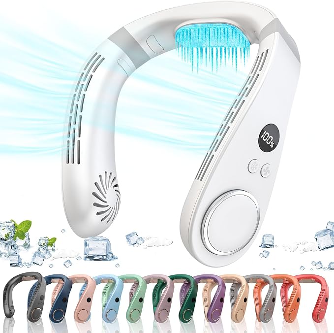 Neck Air Conditioner,5500mAh Neck Fan Rechargeable Battery Operated Metal Cooling Plate AC Cooler,Personal Portable Neck Fans