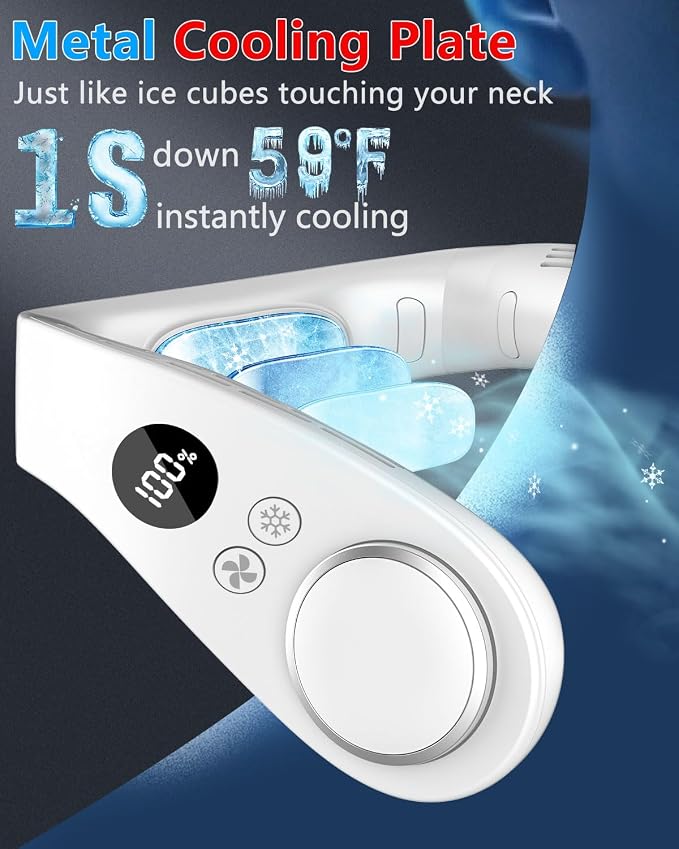 Neck Air Conditioner,5500mAh Neck Fan Rechargeable Battery Operated Metal Cooling Plate AC Cooler,Personal Portable Neck Fans