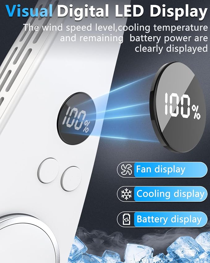 Neck Air Conditioner,5500mAh Neck Fan Rechargeable Battery Operated Metal Cooling Plate AC Cooler,Personal Portable Neck Fans