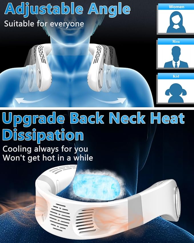Neck Air Conditioner,5500mAh Neck Fan Rechargeable Battery Operated Metal Cooling Plate AC Cooler,Personal Portable Neck Fans