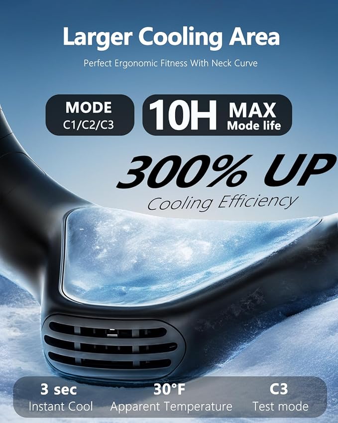 Neck Air Conditioner with 6 Adjustable levels,Cooling Neck Fan Support 360°Airflow and Cooling Plate,5200mAh Portable