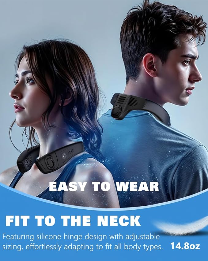 Neck Air Conditioner with 6 Adjustable levels,Cooling Neck Fan Support 360°Airflow and Cooling Plate,5200mAh Portable