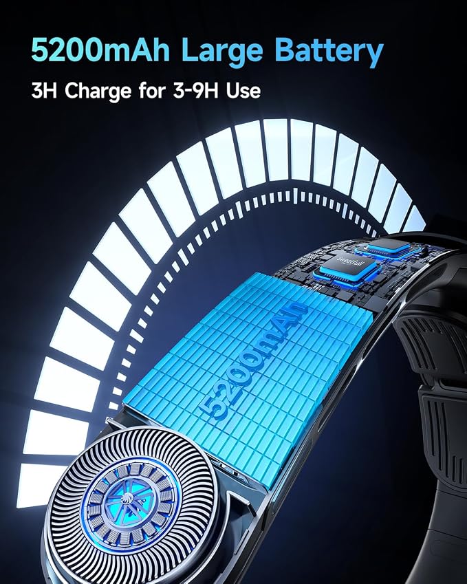 Neck Fan, 3 Turbo Portable Fans with Neck Support, 4 Speed & LED Display, 5200mAh Rechargeable Personal Fan, Hand-Free