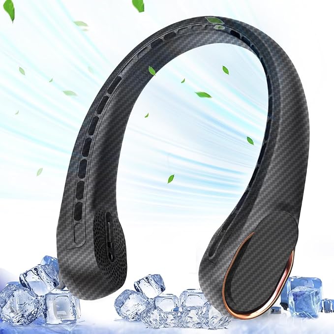 Neck Fan, Bladeless Neck Fan, 4000 mAh Rechargeable Personal Fan, 360° Hands Free Wearable Fan, 3 Speeds Adjustable,Faster