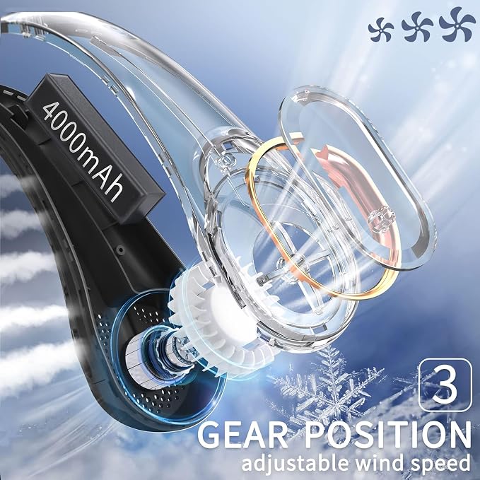 Neck Fan, Bladeless Neck Fan,Upgraded 4000mAh,Long Endurance,Upgraded air volume,Easier to Use,360° Cooling,No Hair