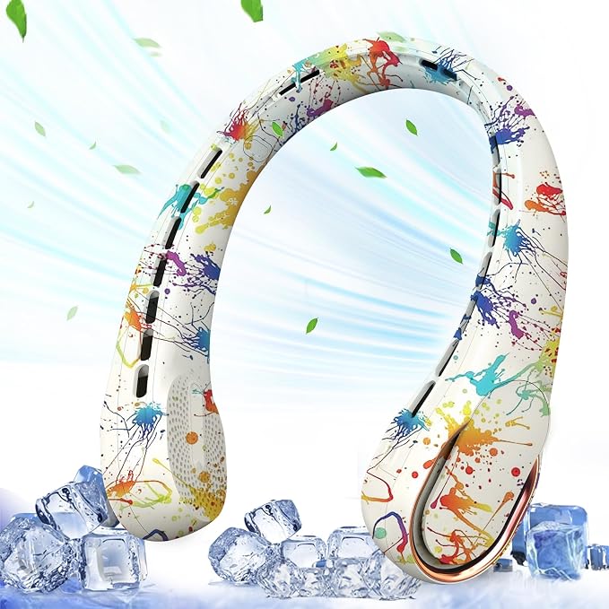 Neck Fan, Bladeless Neck Fan, USB Rechargeable Personal Fan, 4000 mAh Battery Operated Wearable Fan, 3 Speeds