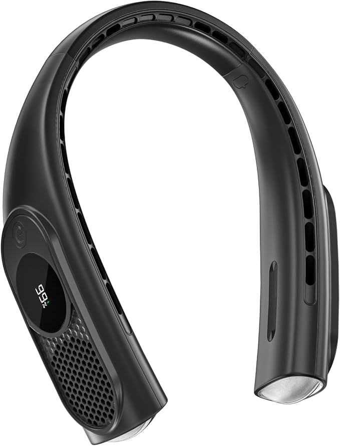 Neck Fan, Bladeless Wearable Hands-Free Portable Fan, 5200mAh Rechargeable, 360° Cooling with 3 Speeds, Ultra-Quiet Personal