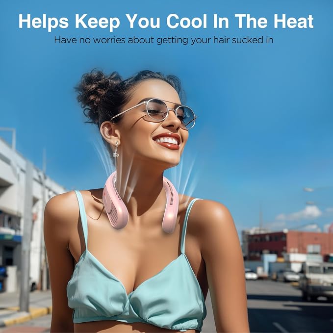 Neck Fan, Hands Free Bladeless Neck Fans Portable Rechargeable, 6000 mAh Battery Operated Wearable Personal Fan, Cooling Neck