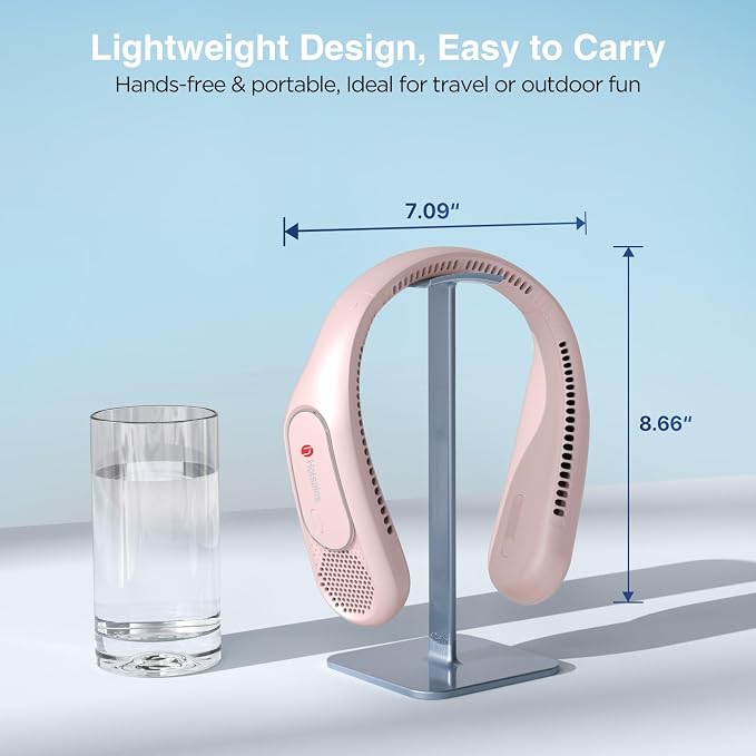 Neck Fan, Hands Free Bladeless Neck Fans Portable Rechargeable, 6000 mAh Battery Operated Wearable Personal Fan, Cooling Neck