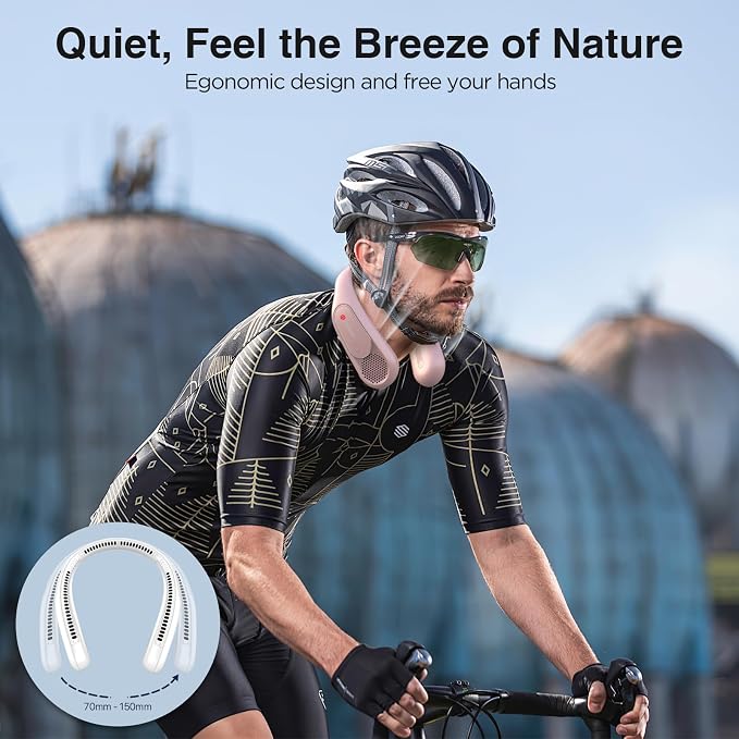 Neck Fan, Hands Free Bladeless Neck Fans Portable Rechargeable, 6000 mAh Battery Operated Wearable Personal Fan, Cooling Neck
