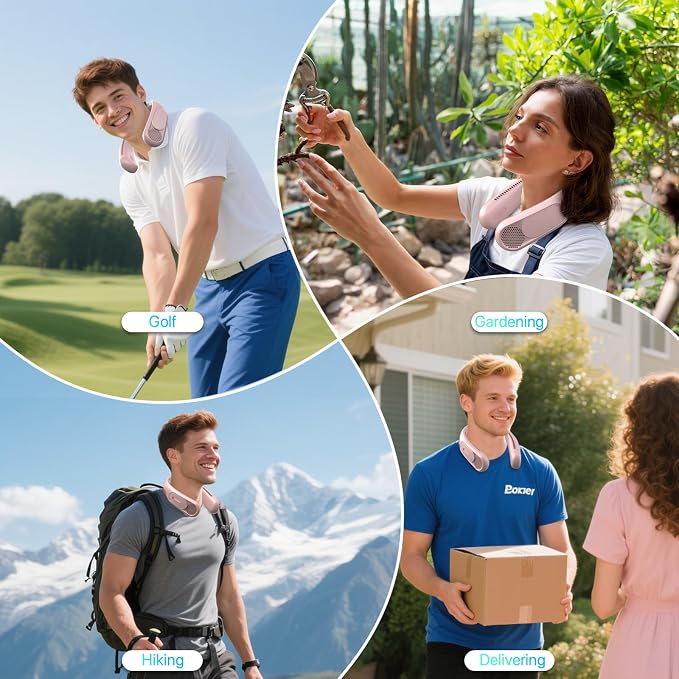 Neck Fan, Hands Free Bladeless Neck Fans Portable Rechargeable, 6000 mAh Battery Operated Wearable Personal Fan, Cooling Neck