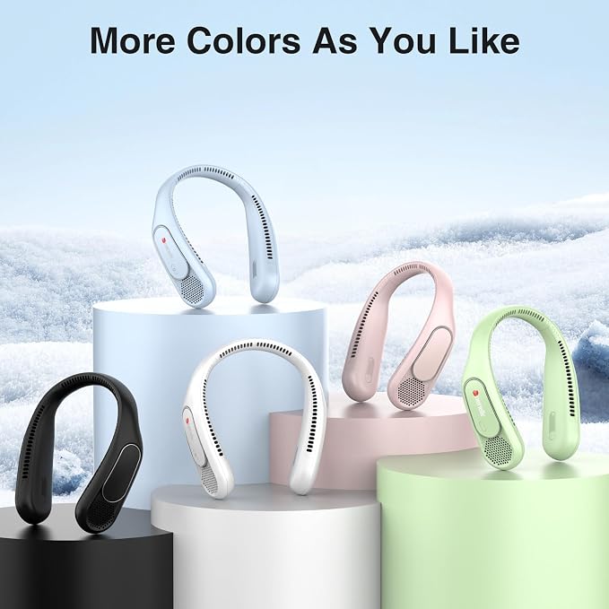Neck Fan, Hands Free Bladeless Neck Fans Portable Rechargeable, 6000 mAh Battery Operated Wearable Personal Fan, Cooling Neck
