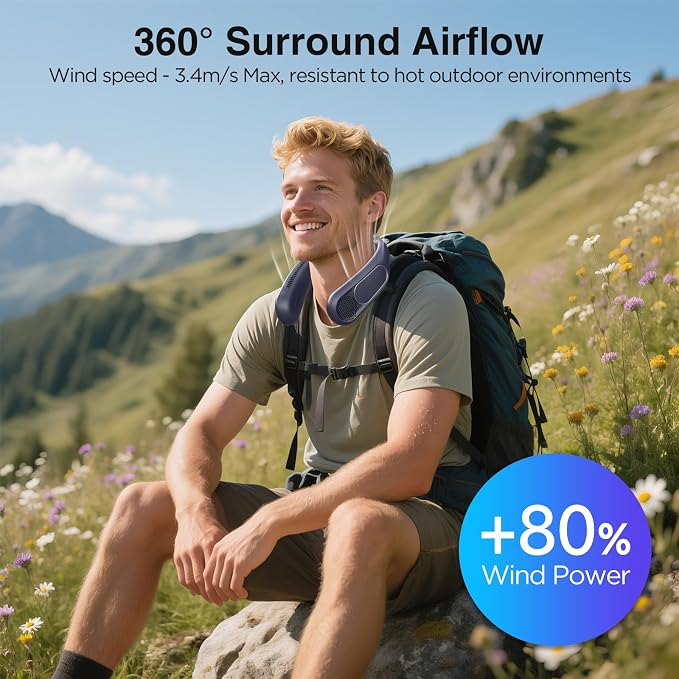 Neck Fan, Hands Free Bladeless Neck Fans Portable Rechargeable, 6000 mAh Battery Operated Wearable Personal Fan, alternate