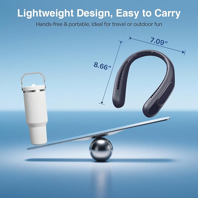 Neck Fan, Hands Free Bladeless Neck Fans Portable Rechargeable, 6000 mAh Battery Operated Wearable Personal Fan, alternate