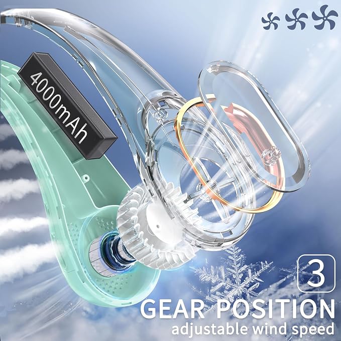 Neck Fan,Personal Fans for Your Neck, Adjustable, 360° Cooling, Super Quiet, No Blade Fan Design, No Hair Twisting, Even Air