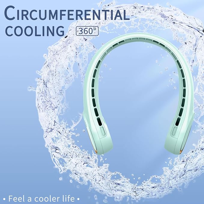 Neck Fan,Personal Fans for Your Neck, Adjustable, 360° Cooling, Super Quiet, No Blade Fan Design, No Hair Twisting, Even Air