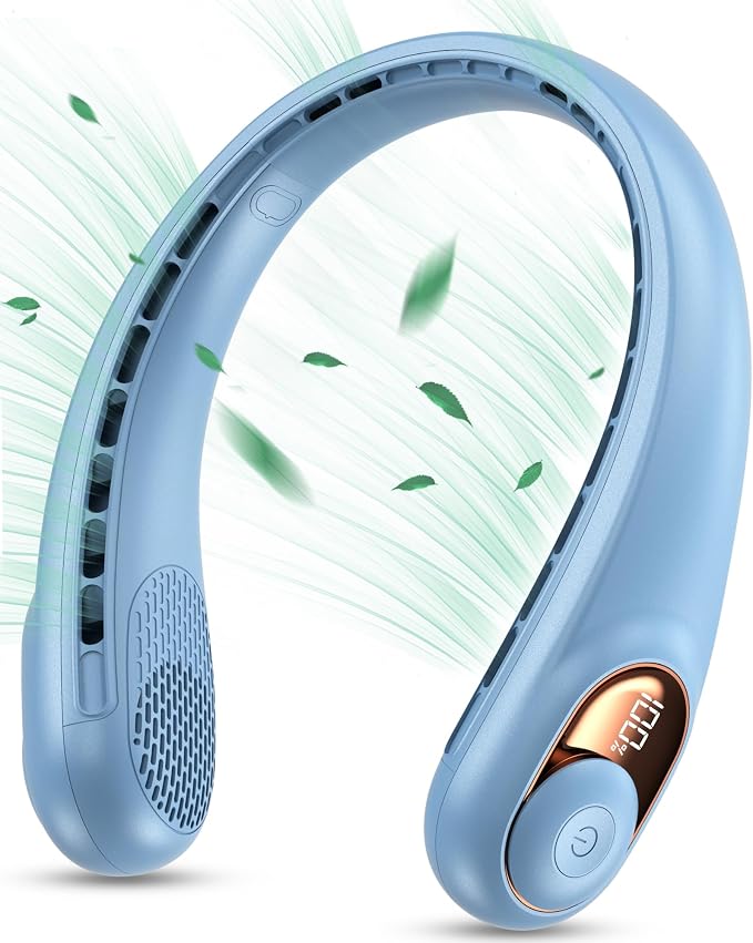 Neck Fan, Portable Fan, Neck Fans Rechargeable, Upgraded LED Display, 4000 mAh Battery Operated, 3 Speeds Adjustable Personal