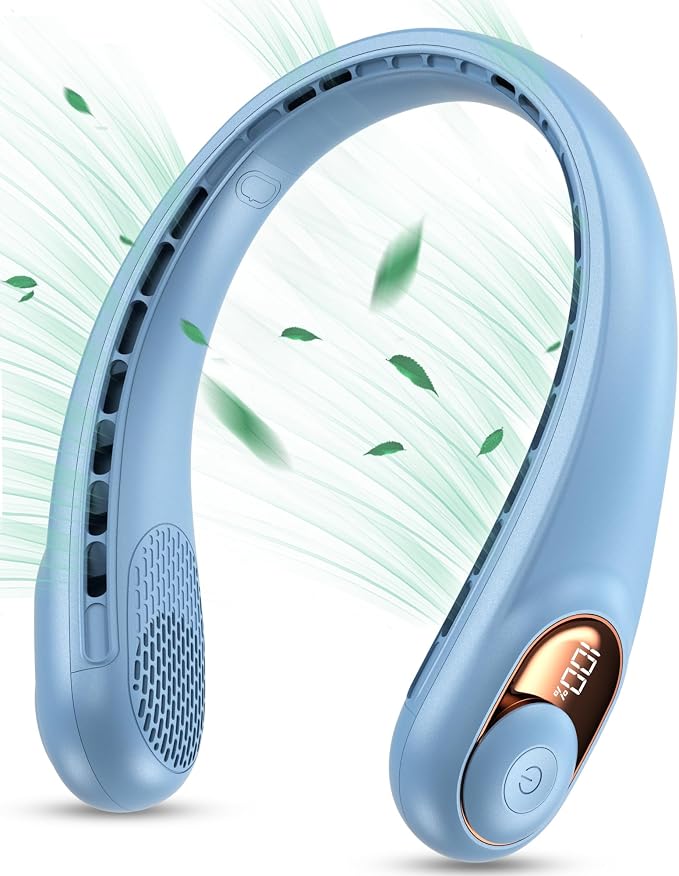 Neck Fan, Portable Fan, Neck Fans Rechargeable, Upgraded LED Display, 4000 mAh Battery Operated, 3 Speeds Adjustable Personal