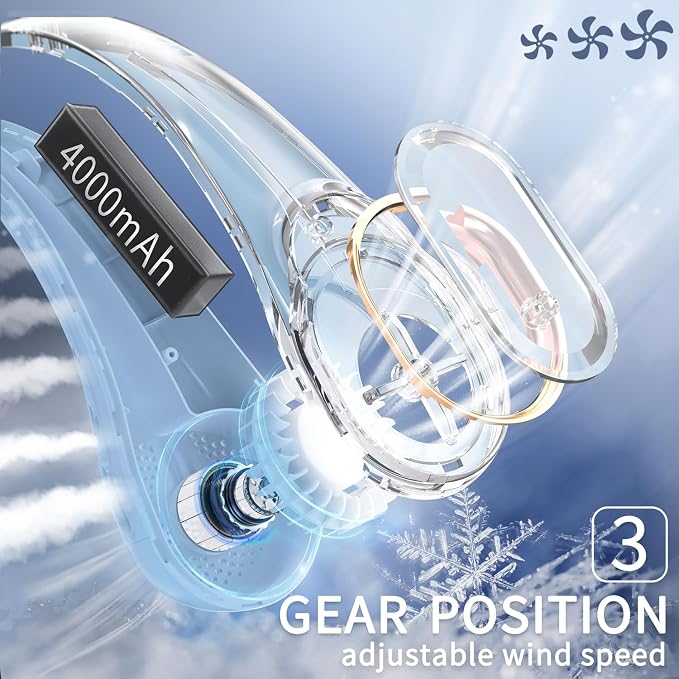 Neck Fan, Portable Fan Strong Wind, Upgraded 4000mAh, Upgraded Air Volume,360° Cooling, Quiet, No Hair Twisting, Even Air