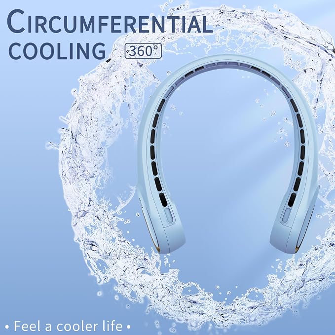 Neck Fan, Portable Fan Strong Wind, Upgraded 4000mAh, Upgraded Air Volume,360° Cooling, Quiet, No Hair Twisting, Even Air