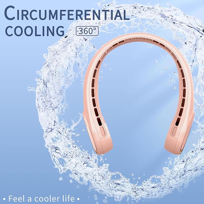 Neck Fan, Portable Personal Fan Strong Wind, 4000mAh, Air Volume,360° Cooling, No Hair Twisting, Air Volume On 2 Sides