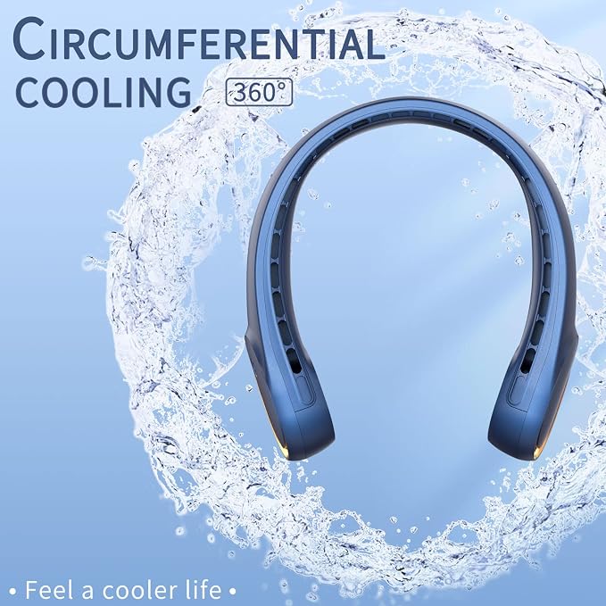 Neck Fan, Portable Personal Fan Strong Wind, 4000mAh, Air Volume,360° Cooling, No Hair Twisting, Air Volume On 2 Sides