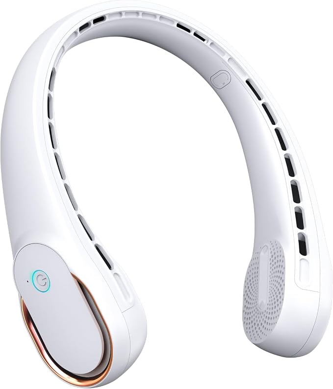 Neck Fan, Portable Personal Fan Strong Wind, 4000mAh, Air Volume,360° Cooling, No Hair Twisting, Air Volume On 2