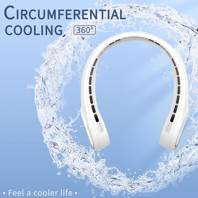 Neck Fan, Portable Personal Fan Strong Wind, 4000mAh, Air Volume,360° Cooling, No Hair Twisting, Air Volume On 2, alternate