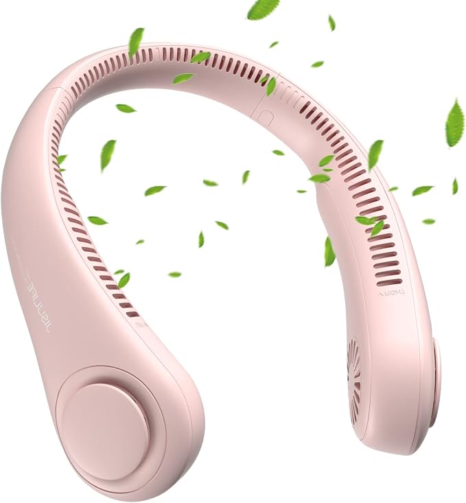 Neck Fan Portable, Personal Wearable Fan with Battery Rechargeable, Bladeless Travel Cooling Design with Powerful Wind, 3