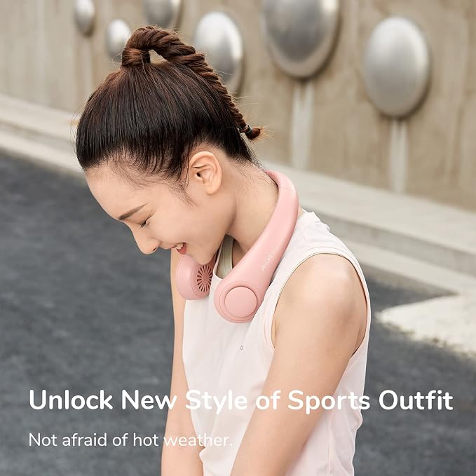 Neck Fan Portable, Personal Wearable Fan with Battery Rechargeable, Bladeless Travel Cooling Design with Powerful Wind, 3