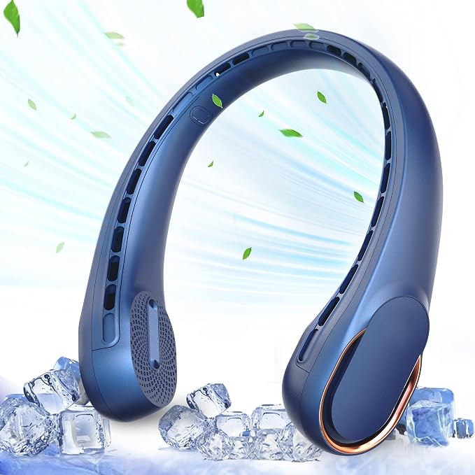 Neck Fan, USB Rechargeable Personal Fan, 4000 mAh Battery Operated, 3 Speeds Adjustable, Faster Cooling, Ultra Quiet