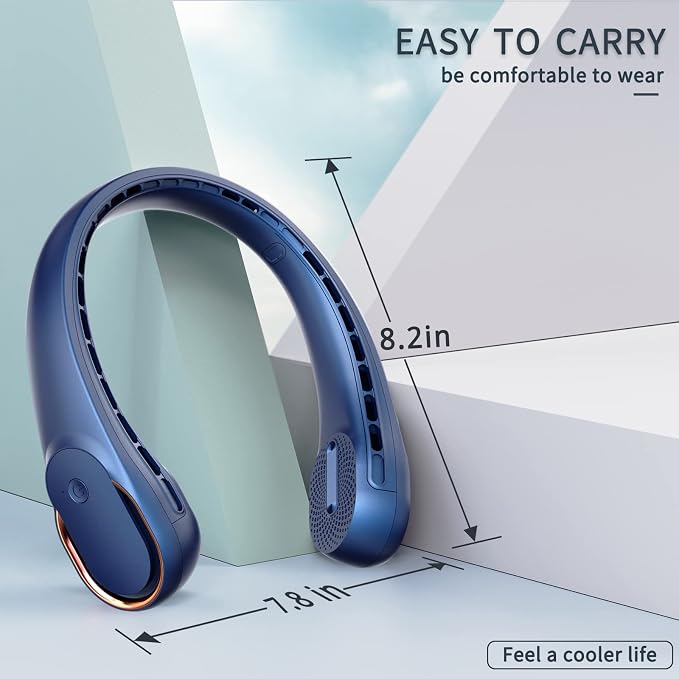 Neck Fan, USB Rechargeable Personal Fan, 4000 mAh Battery Operated, 3 Speeds Adjustable, Faster Cooling, Ultra Quiet
