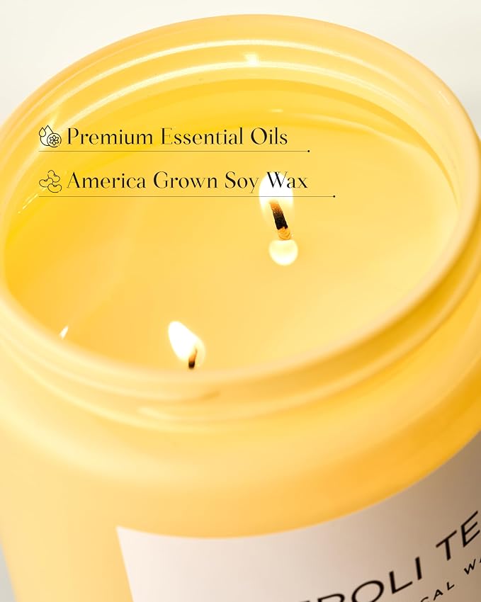 Neroli Tea Scented Candle, 19.4oz 110 Hours Long Lasting Burn 2 Wick made from natural materials Natural Soy Wax Candle
