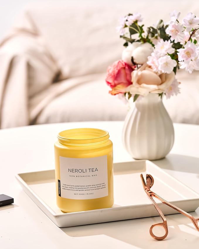 Neroli Tea Scented Candle, 19.4oz 110 Hours Long Lasting Burn 2 Wick made from natural materials Natural Soy Wax Candle