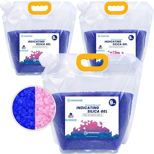 Net 27LBS Blue Indicating Silica Gel Beads Desiccants (Industry Standard 3-5 mm), product image