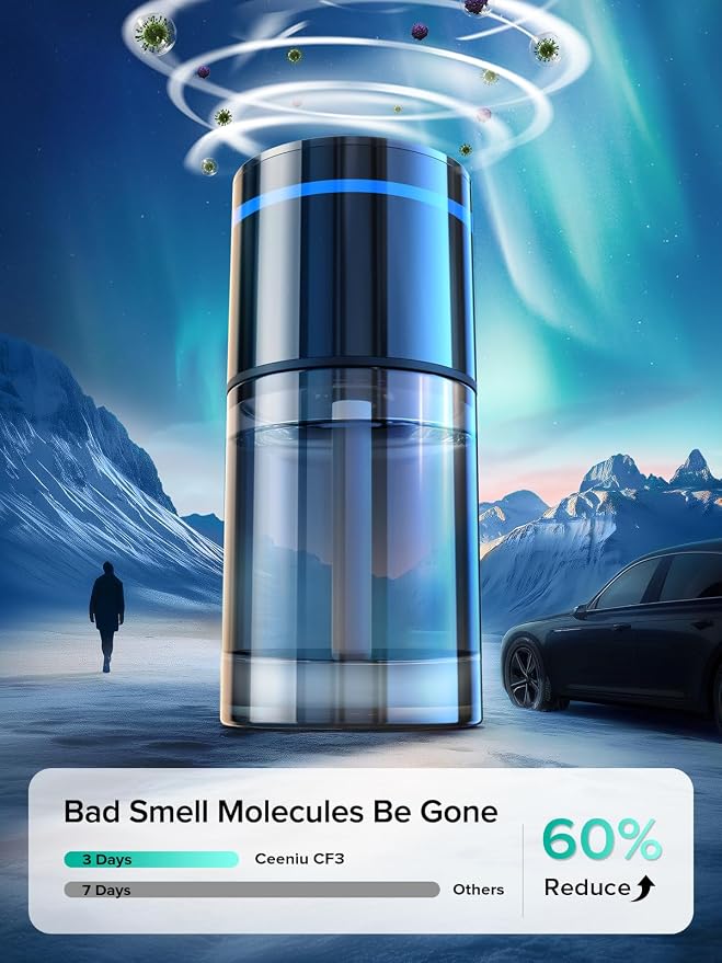 New Smart Car Air Freshener, 135ml Last 6 Months, Auto ON/OFF Car Freshener Long Lasting, Multi-mode Adjustable, Ambiance